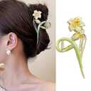 TR Creation Hair Clips Metal Alloy Hair Accessories for Women Girls, Hair Claw Clips Pearls Cute Fashion Spring Summer Hairpins Large Jaw Clip. (Lily Hair Claw) Pack Of 2
