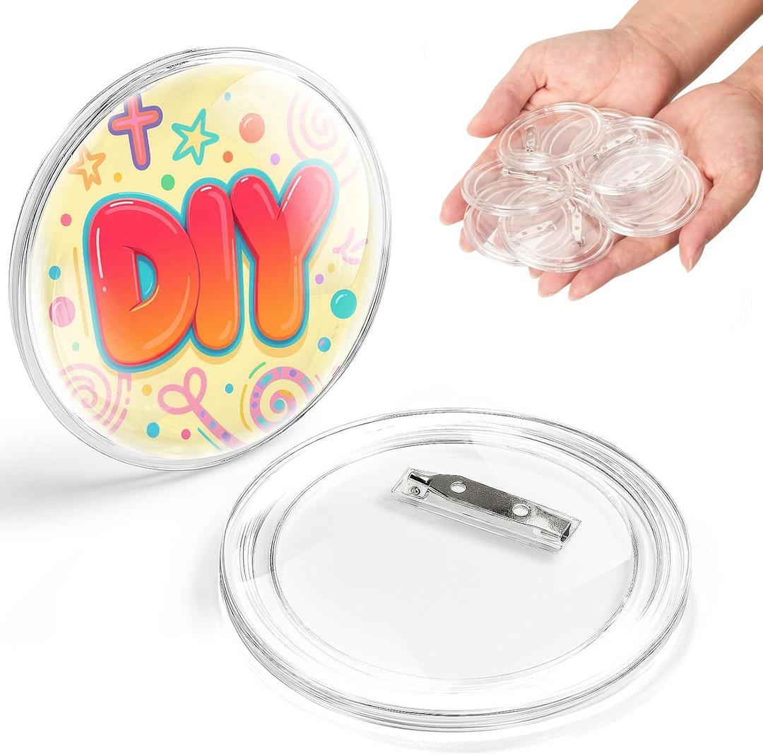 24 Pack 2.36 Inch Clear Button Pins  Photo Button DIY Custom Acrylic Blank Badge Pins for Crafts