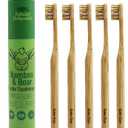 Gaia Guy Natural Bristle Bamboo Toothbrush (NO Nylon - Boar Hair ONLY) - Totally Compostable & Biodegradable Boar Bristle and Bamboo Toothbrushes - Zero Waste - 5-Pack