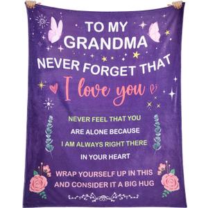 Gifts for Grandma Mothers Day, Grandma Blanket - Personalized Soft Flannel Throw Blanket 50"x60" - Grandmother Birthday Gifts from Granddaughter, Best Gifts for Grandmother Birthday