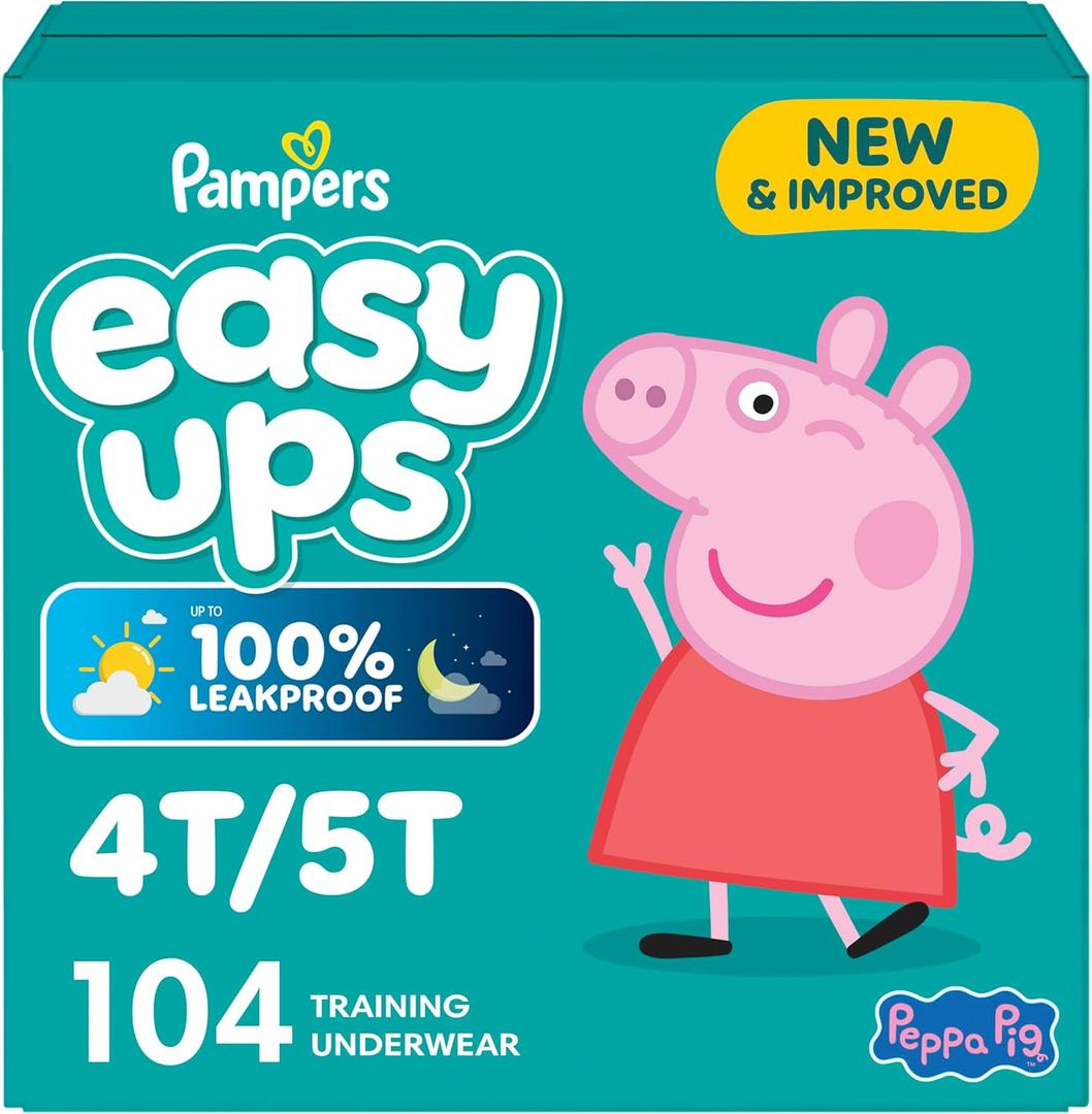 Pampers Training Pants - Easy Ups Girls & Boys - Size 4T-5T, 104 Count, Peppa Pig Potty Underwear