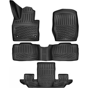 RizLiner Ford Explorer 2020-2026 6 Seats Floor Mats Custom Fit Rubber 3D Car Mats Laser Measured 1st & 2nd & 3rd Row Floor Liners All Weather Waterproof Odorless Non-Slip (Front & Rear)
