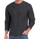 Askdeer Men's Cable Knit Pullover Sweater Long Sleeve Crew Neck Knit Sweater Soft Casual Sweaters with Ribbing Edge Dark Gray, 2XL