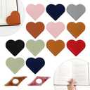 AssHMKIT Thumb Book Holder, Bookmark Set, Including 2 Page Holder and 12 Leather Heart Shaped Bookmarks, Reading Accessories for Book Lovers, Kid's Reading Assistance, for Birthday, Children's Day