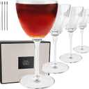 Nick and Nora Glasses, Set of 4-6oz - Smaller Cocktail Glass for Bijou, Old Pal, Aperitifs, Negroni, Vermouth, Wine, etc. Hand Blown Premium Crystal - Classic Bartender Mixology Glassware