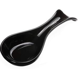 Ceramic Spoon Rests for Kitchen, Spoon Rest for Stove Top Countertop Utensil Rest Ladle Spoon Holder for Cooking Home Decor, Black Color