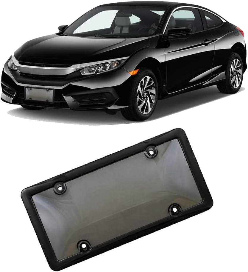 License Plate Frame Cover Set, UV Resistant Protector for Car Truck, Easy to Install, Scratch Proof, Smoky Color