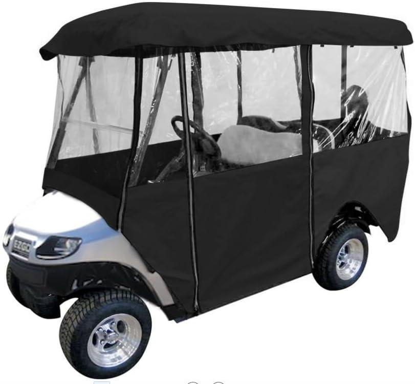 Leader Accessories Deluxe 4-Person Golf Cart Cover Storage Driving Enclosure Fit EZ Go, Club Car, Yamaha Cart (Black)