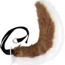 Gorou Ears and Tail Set Game Cosplay Headdress Fox Ears Headband Furry Fursuit Costume Accessories (Deep Brown)