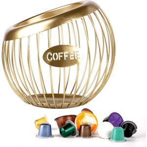 Stainless Steel Cup Coffee Basket pods holder Sturdy for Home or Office Kitchen Counter Organizer Espresso Capsule (GOLD)