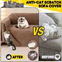 Cat Scratch Furniture Protector - Anti-Slip, Waterproof Sofa Cover to Keep Cats Off, Pet-Friendly Couch Protectors for 3 Cushion Couch, Brown Anti-Scratch Couch Cover for Pets and Kids 118"X71"