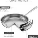 T-Fal Pro Tri-Ply Fry Pan, Stainless Steel Pan 12 inch, Induction Cookware, Oven Safe 500F, Fast & Even Heat, Professional Quality & Durability, Skillet, Cookware, Silver