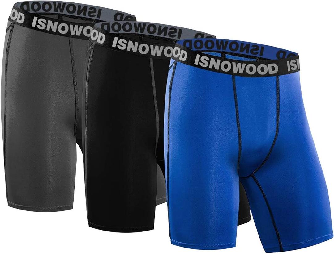 isnowood Compression Shorts for Men Spandex Running Workout Athletic Underwear L