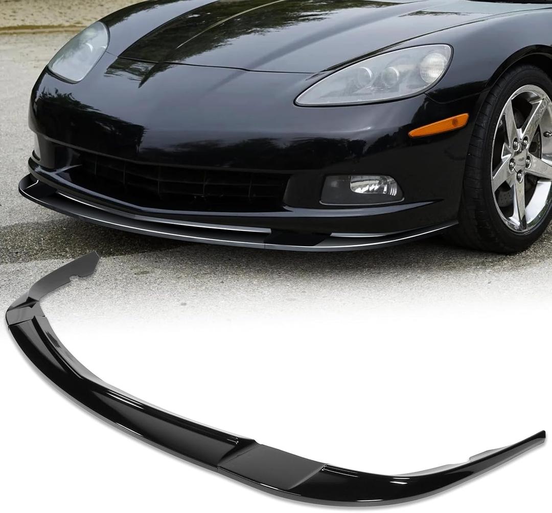 Front Bumper Lip fit for Chevrolet Corvette 2005-2013,for Chevy Corvette C6 Base Convertible Hatchback 2005-2013 3-Piece Front Bumper Lip Splitter Gloosy Black