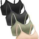 Geyoga 4 Pieces Neck Bralettes Wireless Cami Bra Tank Top Sports Bra for Women Girls
