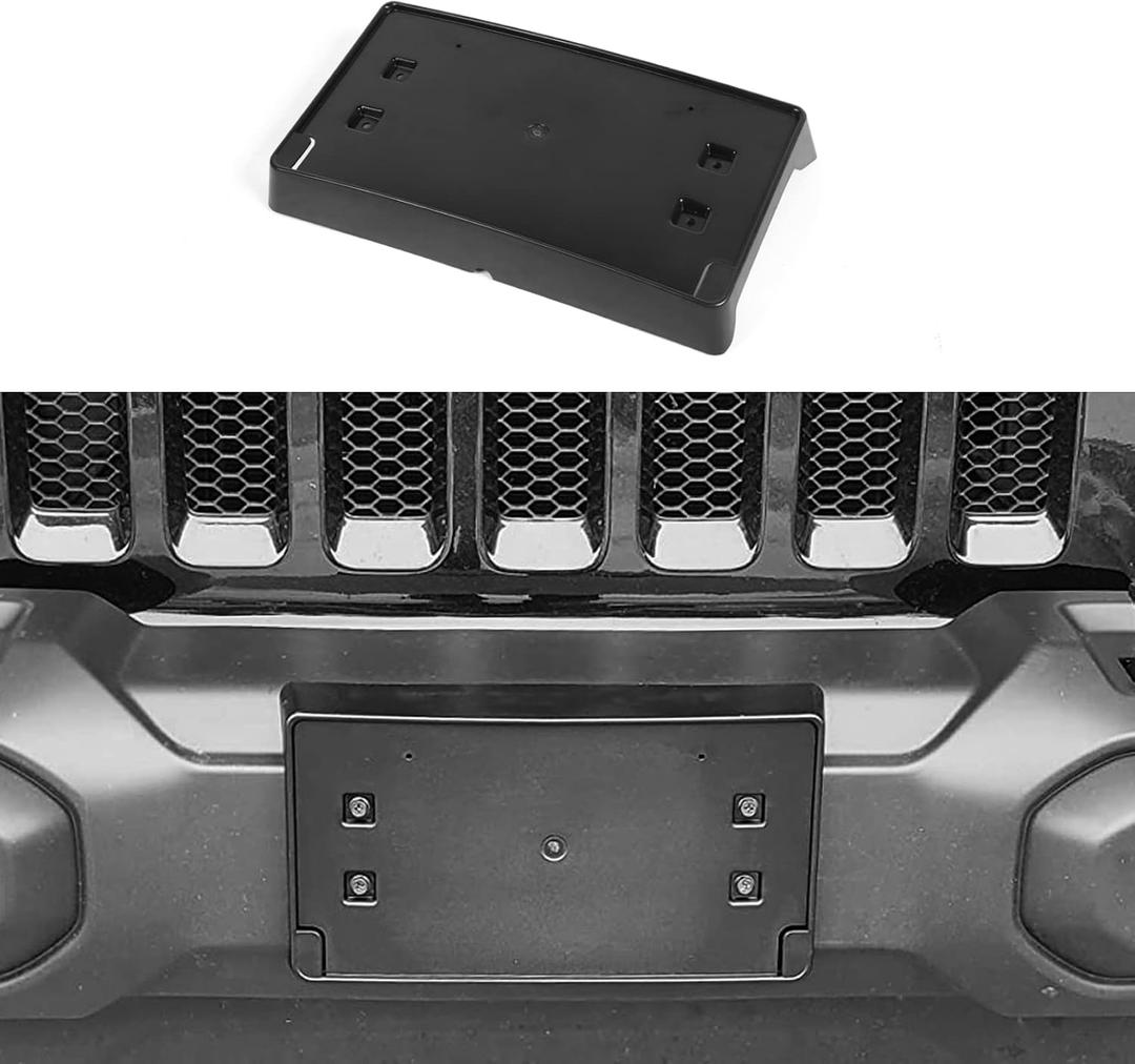 Front License Plate Bracket License Plate Holder Compatible with 2018-2024 Jeep Wrangler JL JLU JT