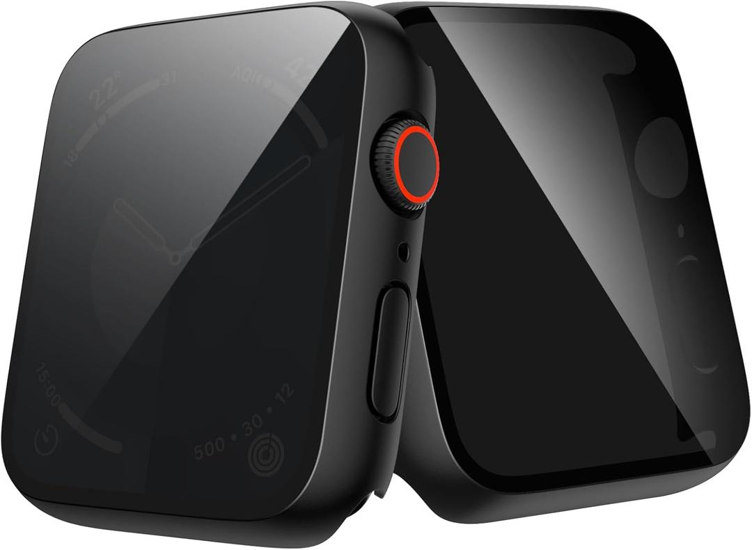 Julk [2-Pack] Privacy Case for New SE 3 (2025) Apple Watch 40mm, Hard PC Cover with Built-in Anti-Spy Tempered Glass Screen Protector for iWatch Series SE/6/5/4 (2 Matte Black)