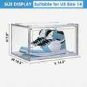 HIYOHIYO Size 14 Acrylic Clear Shoe Storage Boxes Stackable for Sneaker, Clear Shoe Box Storage Bins, Fully Transparent Display Case with Magnetic Door Suitable for Ankle, Boots, High Heels (1 Pack)