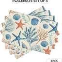 Watercolor Blue Seashells Placemats Set of 4 12x18 Inch