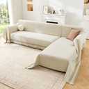 Houmiggle 2 Pieces L Shaped Sectional Couch Cover Wheat Pattern XXXL Khaki