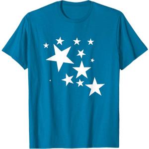 White Stars Star-Pattern-Design Costume Gift Men Women Kids T-Shirt (Blue, M)