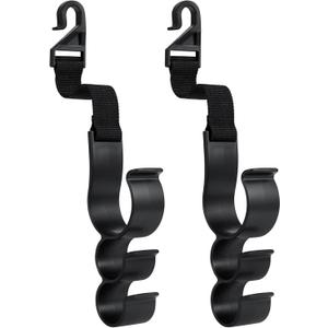 Car Seat Headrest Hook - Universal Durable Automotive Seat Back Organizers/w 3 Hooks Vehicle Storage Hanger for Purse Handbag Coat Grocery Fishing Rod Umbrella Holder (2 PCS)