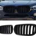 F15 GrillFront Bumper Kidney Grille Compatible with 2014-2018 X5 F15 X6 F16 X5M F85 X6M F86 Glossy Black Single slats