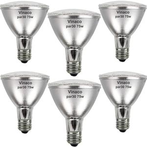 Vinaco PAR30 Flood Light 75W, 6 Pack High Brightness 1000LM PAR30 Halogen Long Neck Dimmable,PAR30L Flood 75 Watt 3000K Warm White, Long Lasting PAR30 75W 120V Flood Long Neck with E26 Base