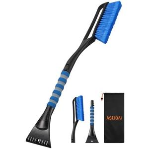 AstroAI 27" Snow Brush and Ice Scrapers for Car Windshield, Detachable Snow Scrapers with Ergonomic Foam Grip for Cars, Trucks, SUVs (Heavy Duty ABS, PVC Brush, Blue) There Are No Details