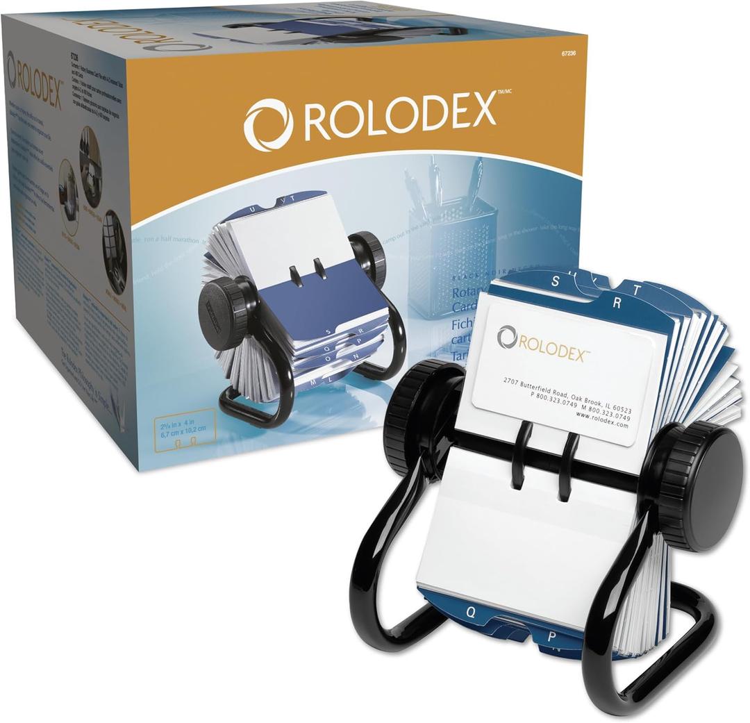 Rolodex Rotary Business Card File 400-Card Capacity Black