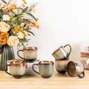 theterra Ceramic Coffee Mugs Set of 6, 12oz Handmade Coffee Cups with Handle for Latte, Tea, Milk, Beer, Hot Cocoa, Coca Mocha