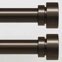Lootkell 2 Pack Modern Brown Curtain Rods Set for Windows 72 to 144 Inches Adjustable Length Heavy Duty 1" Diameter Window Curtain Rod with Decorative Finials for Outdoor Bedroom Kitchen Living Room