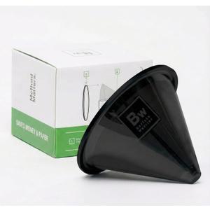 Barista Warrior Reusable Cone Coffee Filter - Stainless Steel Pour Over for Chemex, Hario V60 & Drippers, Eco-Friendly Metal Mesh, Easy to Clean - Black Titanium