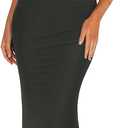 REORIA Mesh Sheer Sleeveless Wedding Guest Maxi Dresses for Women Ruched Bodycon Square Neck Halter Long Dress Summer 2026, M