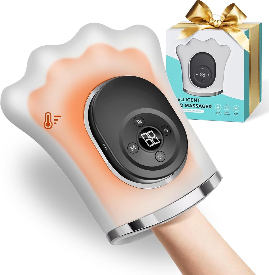 Hand Massager with Heat and Compression for Arthritis and Carpal Tunnel Relief, Hand Wrist Massagers Designed for Daily Comfort at Home, Office, or Travel, Gifts for Women Men Mom Girlfriend