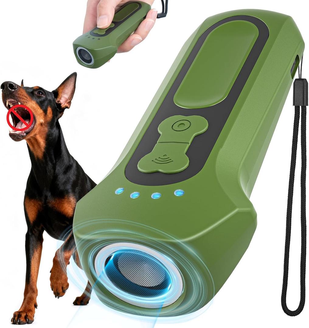 Dog Bark Deterrent Devices, Ultrasonic Anti Barking Device for Dogs, Portable Dog Training Device Safe for Dogs & Human 65FT Bark Control Barks No More Indoor Outdoors Behavior Correct (Green)