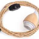 Arturesthome 16.4FT- Pendant Light Cord Hanging Light Kit with Dimmable Switch Vintage Lamp Cord with Twisted Nylon Lights Socket E26 E27 for Farmhouse Lamp Cable DIY (Cone Shape)