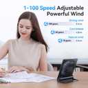 Desk Fan, 6.61''Ultra-thin 5000mAh Battery Powered Fan with Powerful Wind,100 Speeds Adjustable&Digital Display,Timer,Ultra-quiet Small Portable Fan for Bedroom,Office,Travel,Summer Essentials (Black)