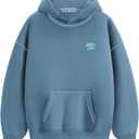 Aelfric Eden Oversized Hoodies Sweatshirts Pullover Fleece Sweaters Fall Winter Outfits Fashion Y2K Pocket (X-Small, Blue Grey)