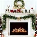 Giegxin 5.9FT Christmas Garland Realistic Norfolk Pine Garland with Leaves Balls and Berries Artificial Faux Greenery Decor for Mantel Fireplace Table Staircase Indoor Outdoor Decoration (Gold Bow)