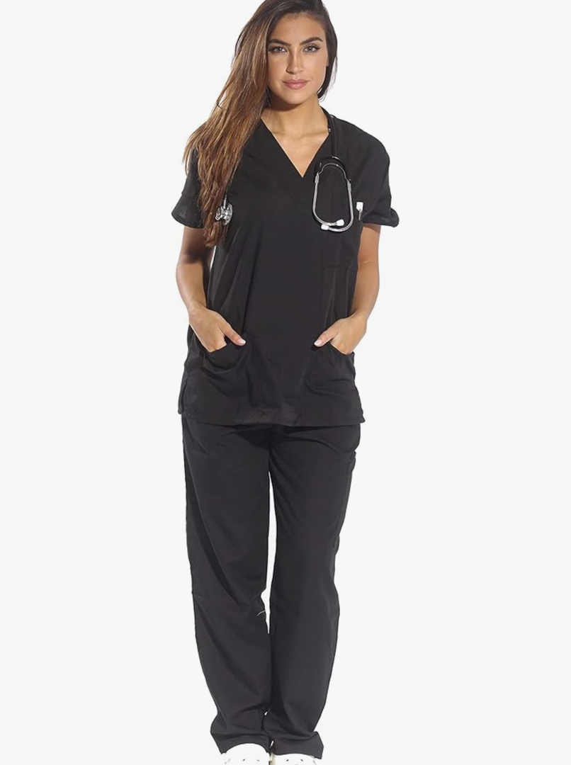 Just Love Women's Six Pocket Medical Scrubs Set, V-Neck with Cargo Pant, XL