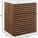 Modway Render 18" Wall-Mount Bathroom Vanity in Walnut White
