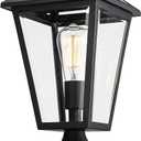 Outdoor Post Lights Fixtures, Lamp Post Light Fixture Black Finish, Waterproof and Anti-Rust Aluminum Pillar Outside Lighting for Walkway, Driveway, Patio, Porch,Medium Size (Matte Black-Clear Glass)