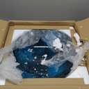 Vessel Sink 16.5" Bathroom Sinks Tempered Glass Blue Art Basin Round Bowl with Faucet Combo Blue, Modern Countertop Bowl Sink for Lavatory Vanity Cabinet