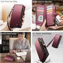 Defencase for Samsung Galaxy S25 FE Case Wallet with RFID Blocking Card Holder for Women and Men, PU Leather Magnetic Snap Flip Zipper Strap Wallet Phone Case for Galaxy S25 FE 5G 6.7", Wine Red