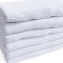 S&T Bath Towels for Home, Automotive, and Garage, 24 Inch x 48 Inch, White, 6 Pack