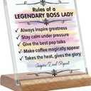 2 x Boss Gifts for Women - Boss Lady Gifts for Women, Bosses Day Leader, Leadership Plaque with Base