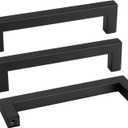 Goldenwarm 35 Pack 5 Inch Black Cabinet Handles Matte Black Drawer Pulls Stainless Steel Cabinets Hardware Square Bar Modern for Kitchen Bathroom Cupboard, 5 Inch Hole Centers, Matte Black, 35