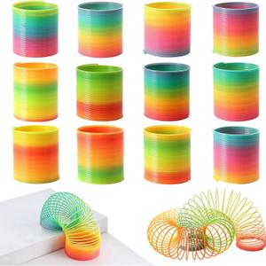 JOHOUSE Rainbow Magic Spring Party Favors for Kids, 12 PCS Colorful Plastic Spring Toy, Treasure Box Toys for Classroom, Fun Goodie Bags Stuffers for Kids Birthday
