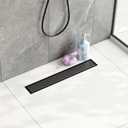 Neodrain 18-Inch Linear Shower Drain,with 2-in-1 Flat & Tile Insert Shiny Black Cover, Rectangle Shower Floor Drain, Linear Drain with Adjustable Leveling Feet, Hair Strainer